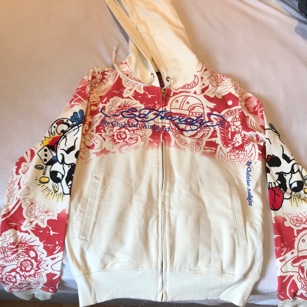 Ed hardy light yellow hoodie